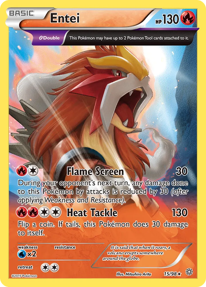 XY—Ancient Origins 영어판 Entei 15 카드 앞면