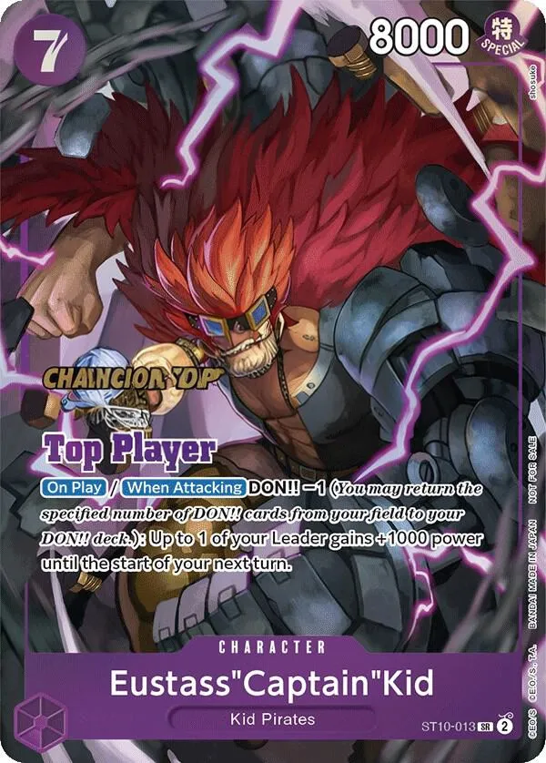 The Three Captains 영어판 Eustass"Captain"Kid ST10-013 · 챔피언십 톱플레이어 카드 앞면