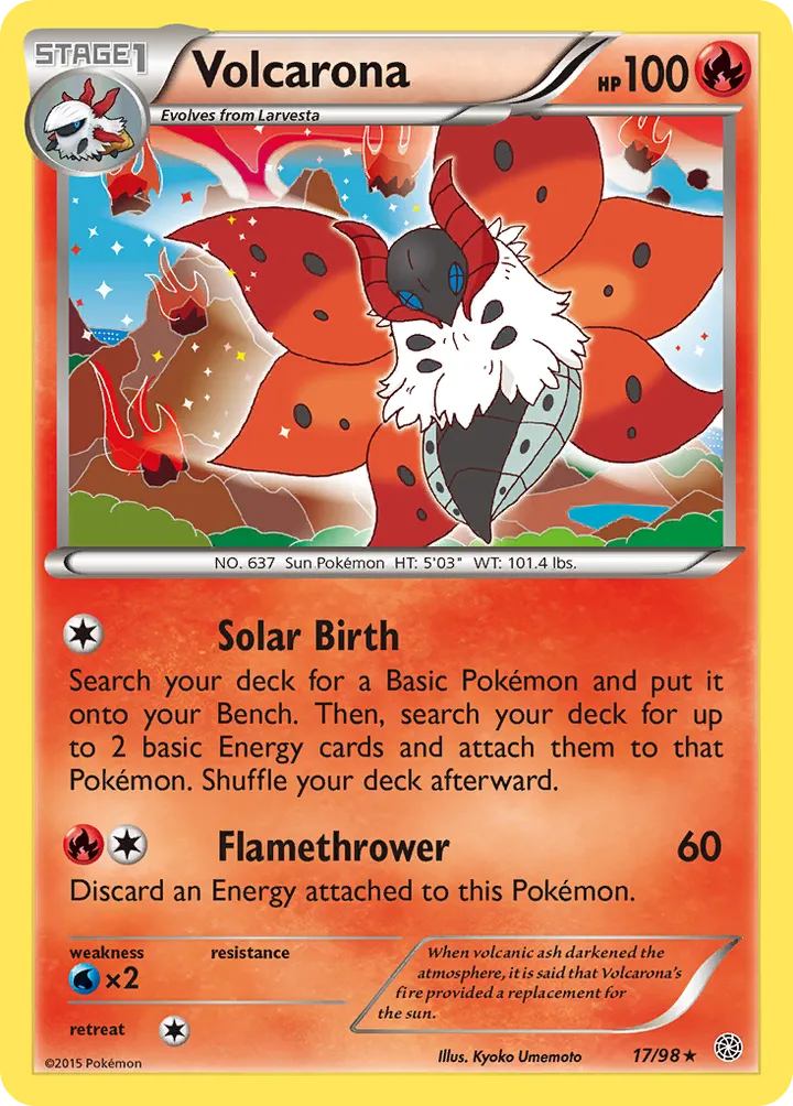 XY—Ancient Origins 英語版 Volcarona 17 カード表面