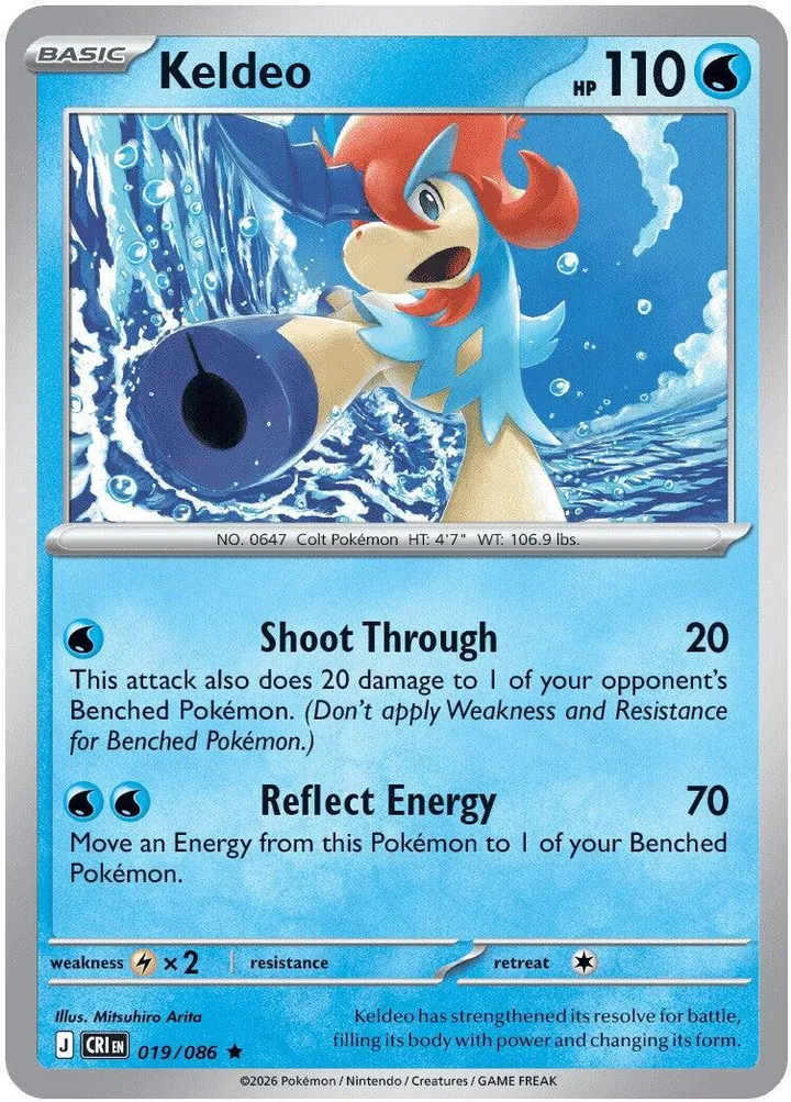 Mega Evolution—Chaos Rising 英語版 Keldeo 19 カード表面