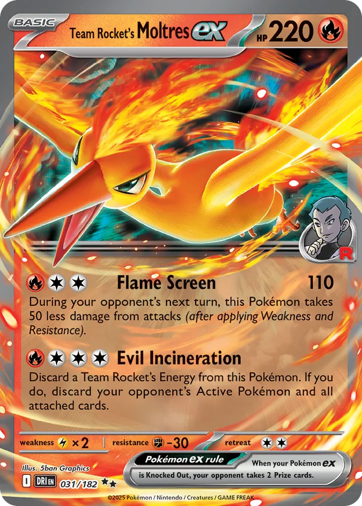 Scarlet & Violet—Destined Rivals 英語版 Team Rocket's Moltres ex 31 カード表面