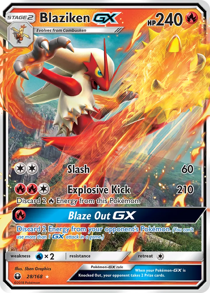 Sun & Moon—Celestial Storm 英語版 Blaziken-GX 28 カード表面