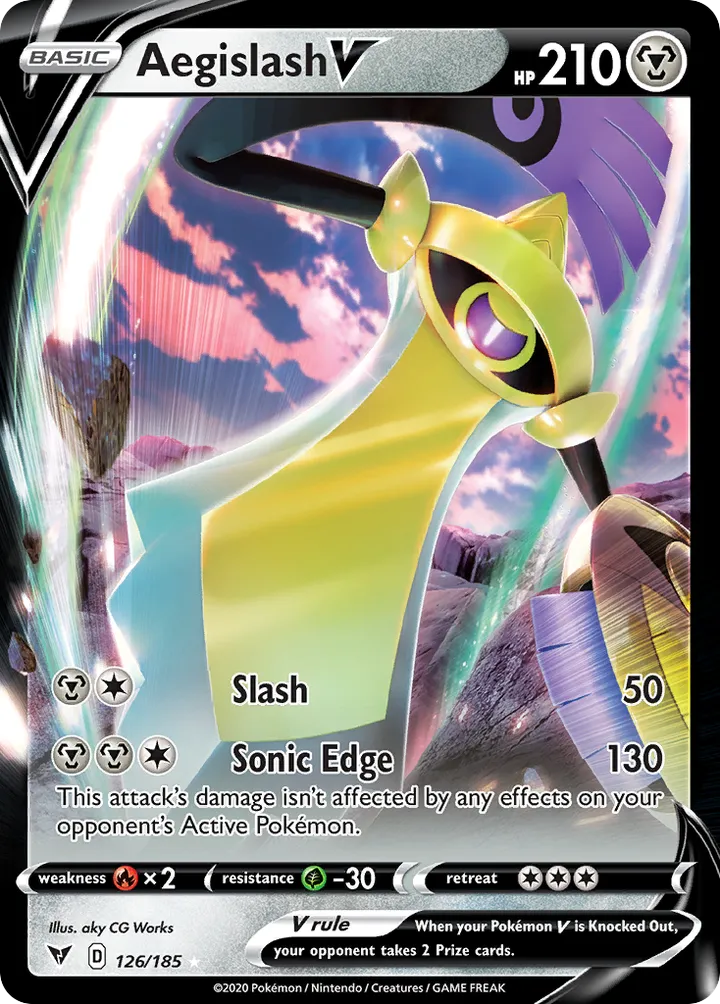 Sword & Shield—Vivid Voltage 영어판 Aegislash V 126 카드 앞면