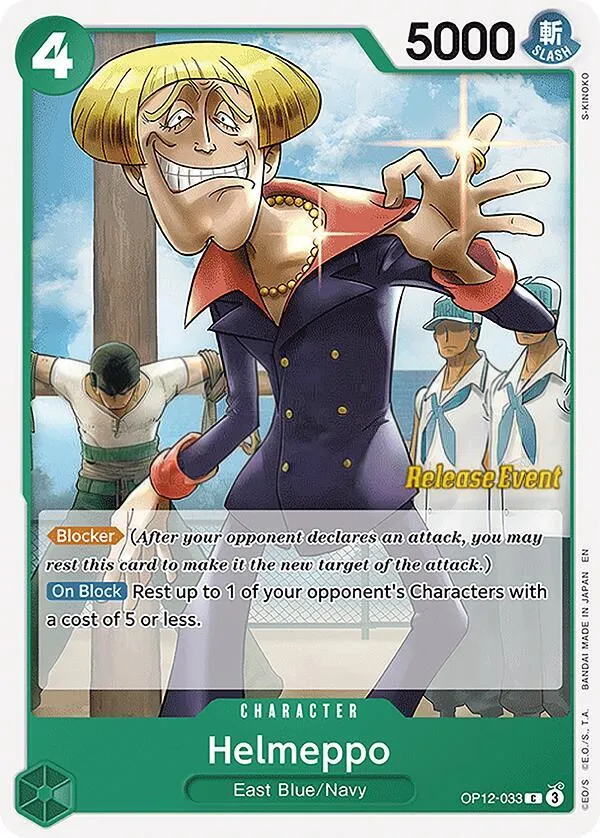 Front of Helmeppo OP12-033 · Pre-Release, Legacy of the Master English