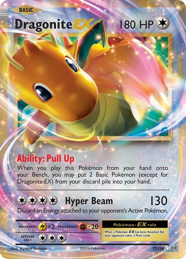 XY—Evolutions 영어판 Dragonite-EX 72 카드 앞면