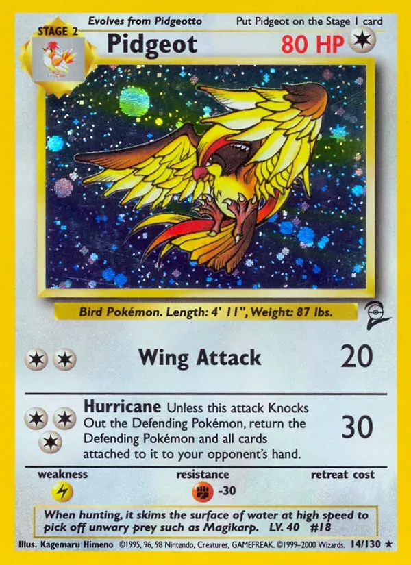 Base Set 2 영어판 Pidgeot 14 카드 앞면