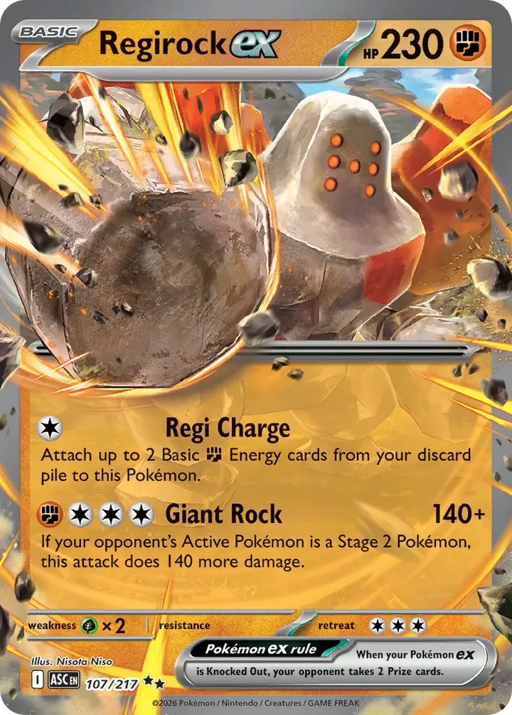 Mega Evolution—Ascended Heroes 영어판 Regirock ex 107 카드 앞면