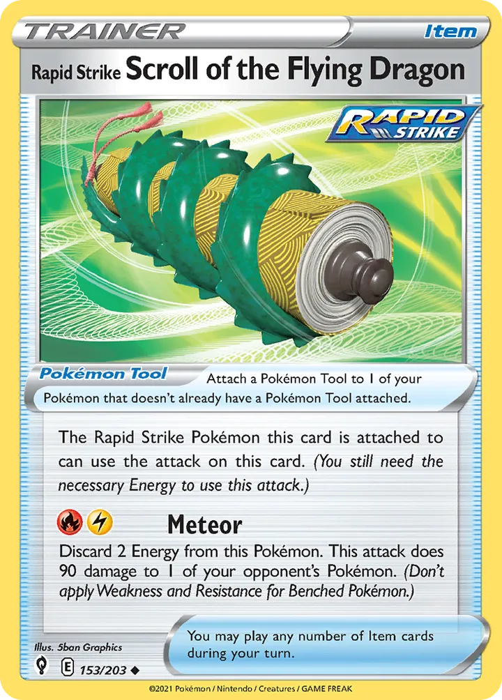 Sword & Shield—Evolving Skies 英語版 Rapid Strike Scroll of the Flying Dragon 153 カード表面