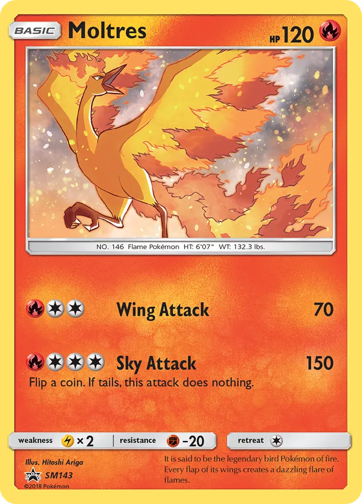 SM Black Star Promos 영어판 Moltres SM143 카드 앞면