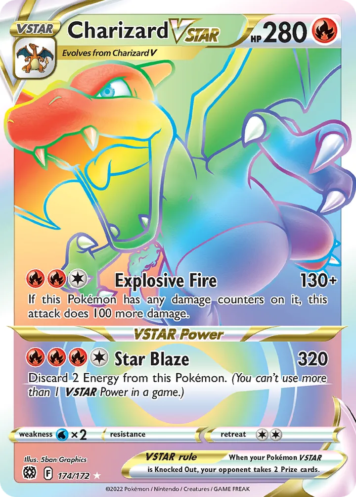 Front of Charizard VSTAR 174, Sword & Shield—Brilliant Stars English