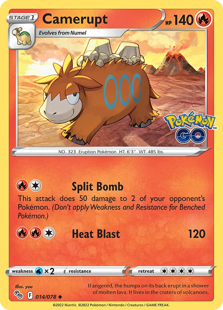 Pokémon TCG: Pokémon GO 영어판 Camerupt 14 카드 앞면