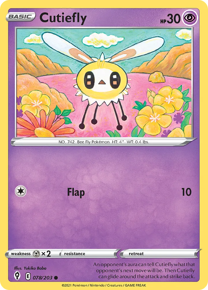 Sword & Shield—Evolving Skies 영어판 Cutiefly 78 카드 앞면