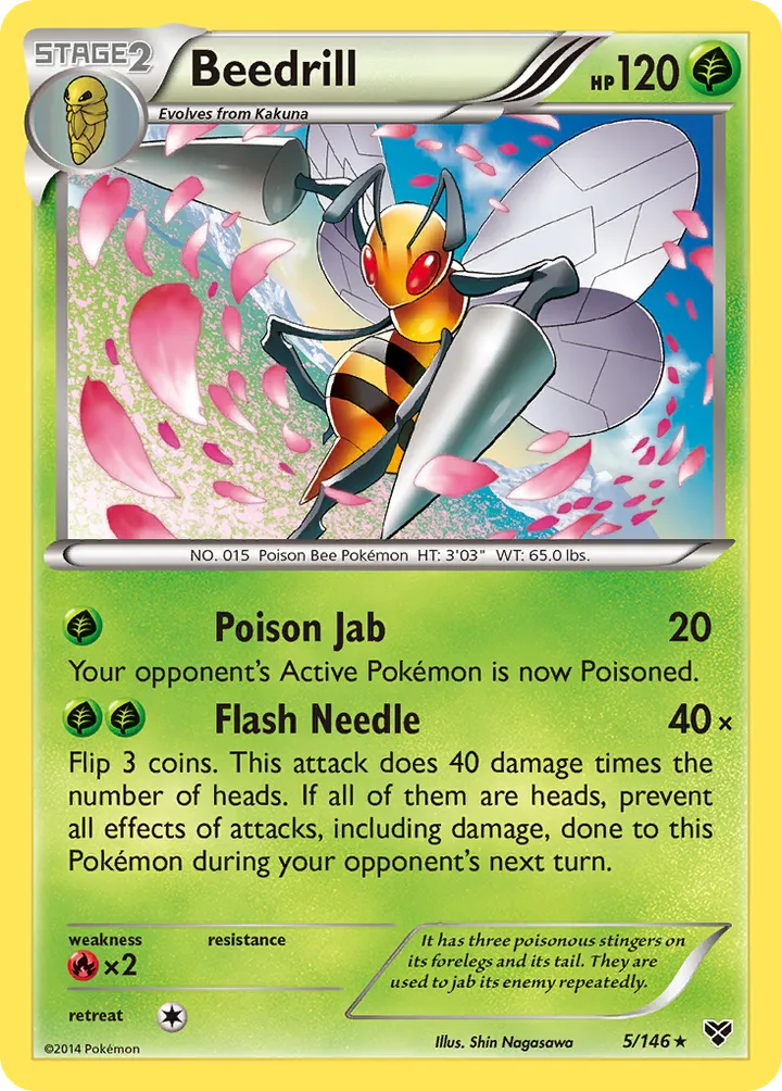 XY 영어판 Beedrill 5 카드 앞면