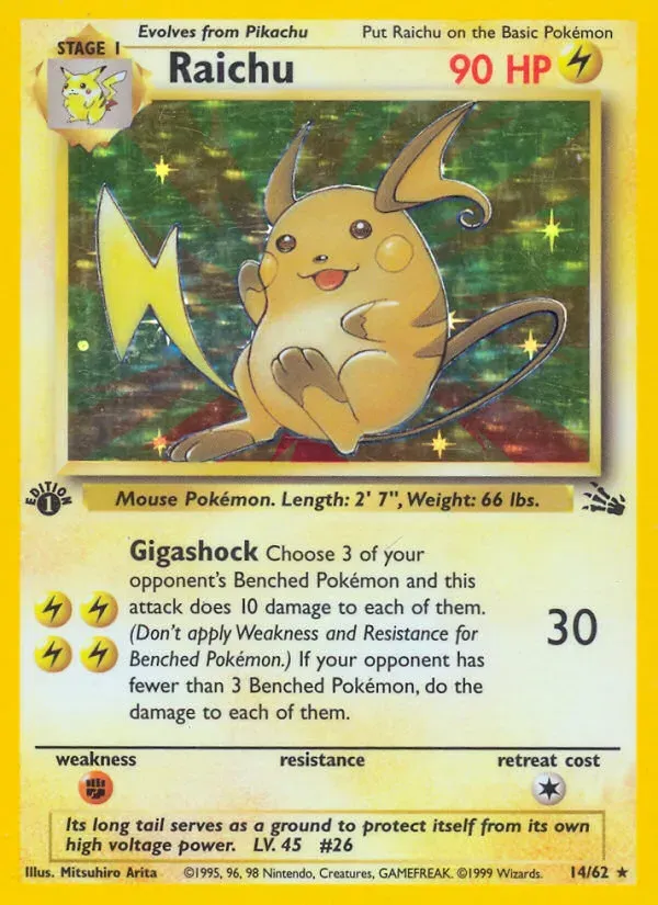 Fossil 英語版 Raichu 14 カード表面