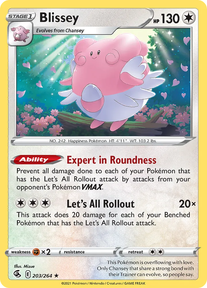 Sword & Shield—Fusion Strike 영어판 Blissey 203 카드 앞면