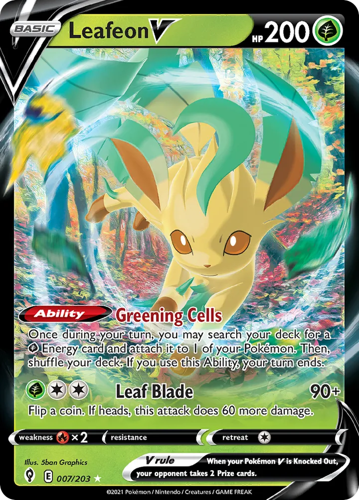 Sword & Shield—Evolving Skies 英語版 Leafeon V 7 カード表面
