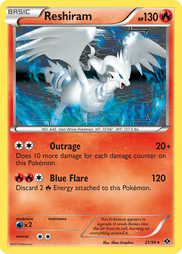 Front of Reshiram 21, Black & White—Next Destinies English