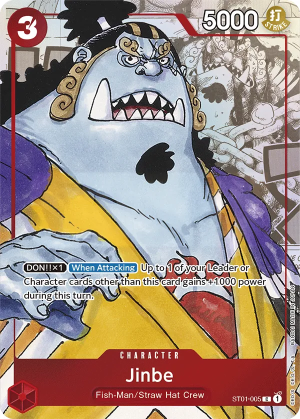 Straw Hat Crew 英語版 Jinbe ST01-005 · パラレル カード表面