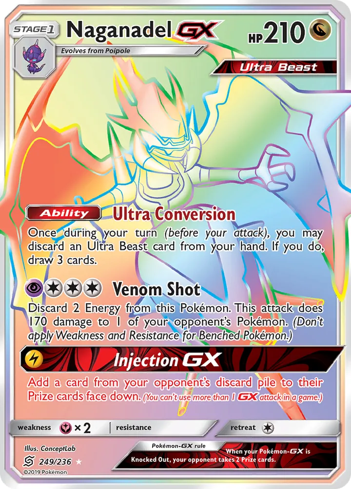Sun & Moon—Unified Minds 英語版 Naganadel-GX 249 カード表面
