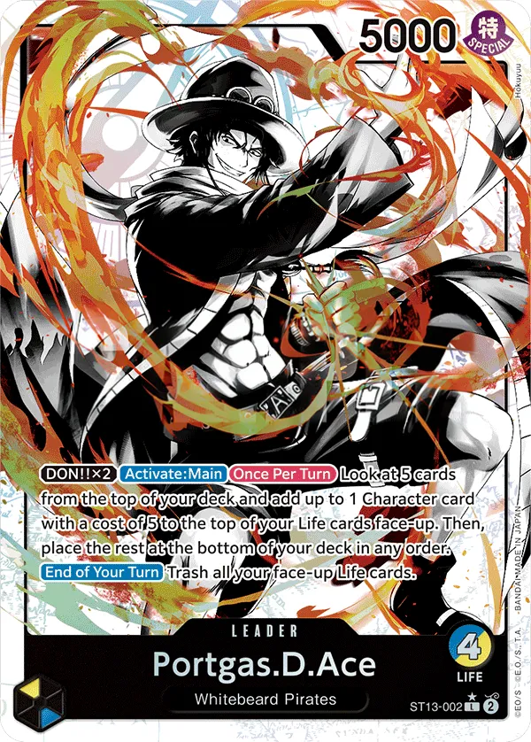 The Three Brothers 英語版 Portgas.D.Ace ST13-002 · パラレル カード表面