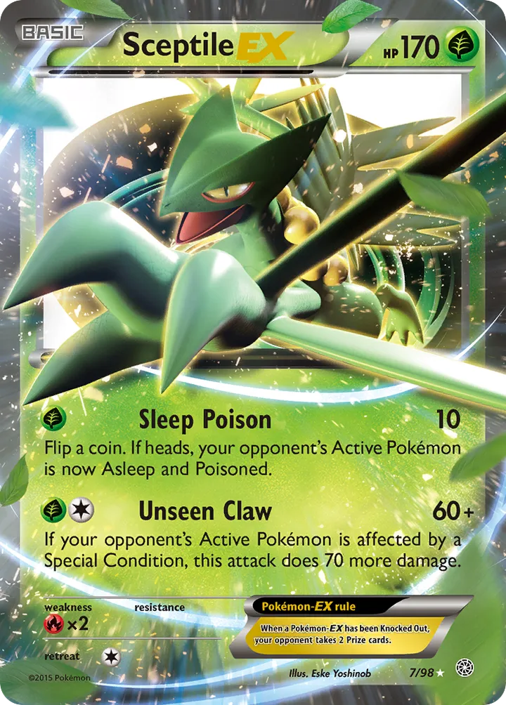 XY—Ancient Origins 英語版 Sceptile-EX 7 カード表面