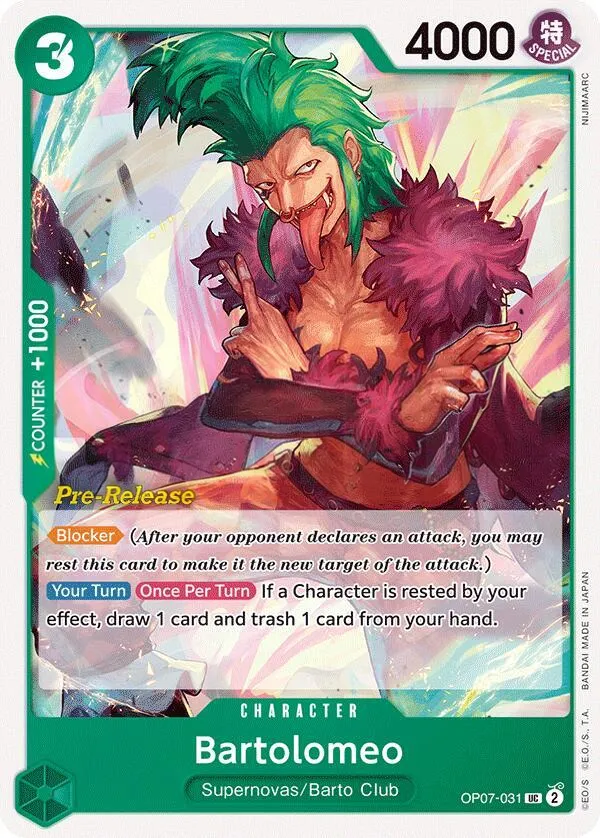 500 Years in the Future 英語版 Bartolomeo OP07-031 · プレリリース カード表面