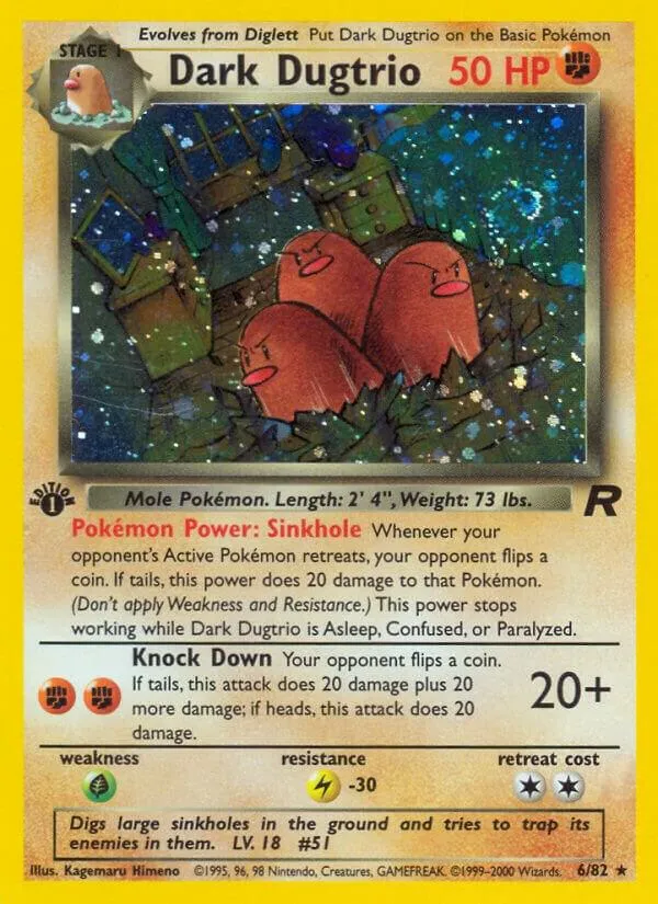 Team Rocket 영어판 Dark Dugtrio 6 카드 앞면