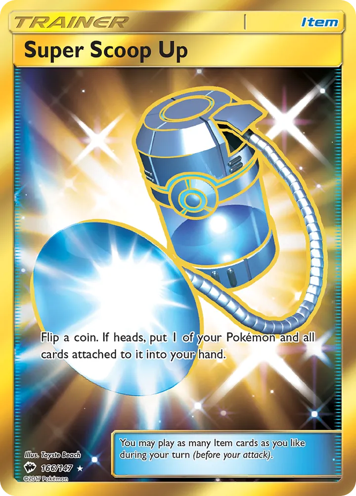 Sun & Moon—Burning Shadows 영어판 Super Scoop Up 166 카드 앞면