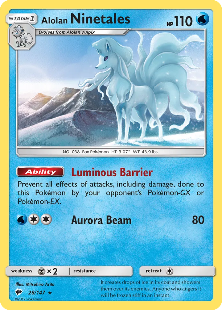 Sun & Moon—Burning Shadows 영어판 Alolan Ninetales 28 카드 앞면