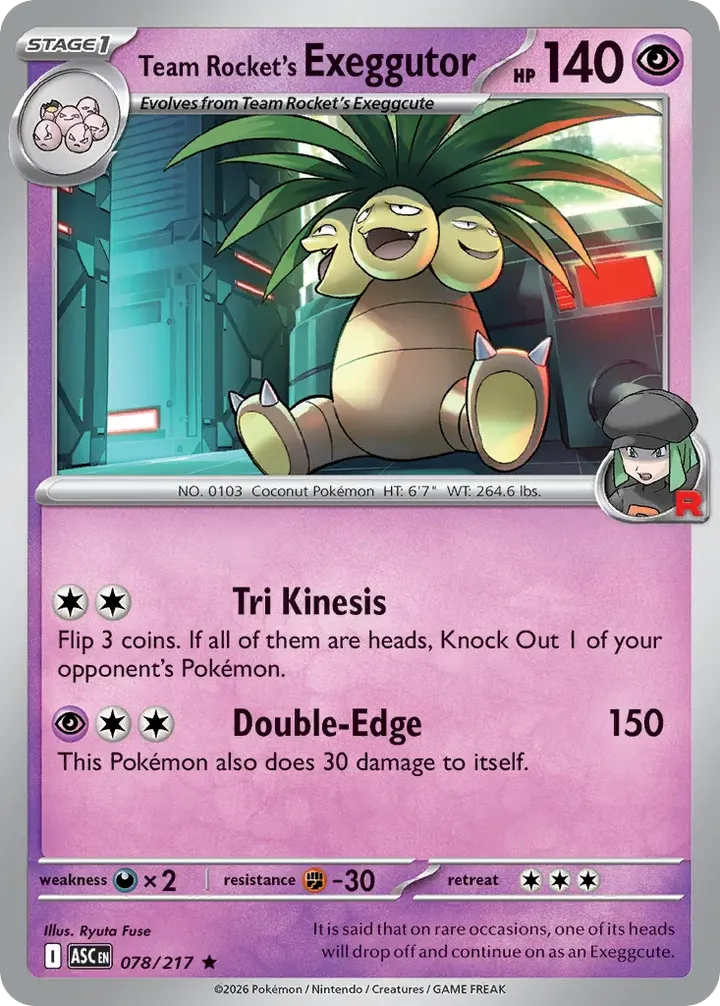 Mega Evolution—Ascended Heroes 英語版 Team Rocket's Exeggutor 78 カード表面