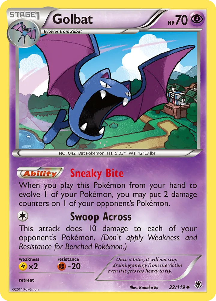 XY—Phantom Forces 영어판 Golbat 32 카드 앞면