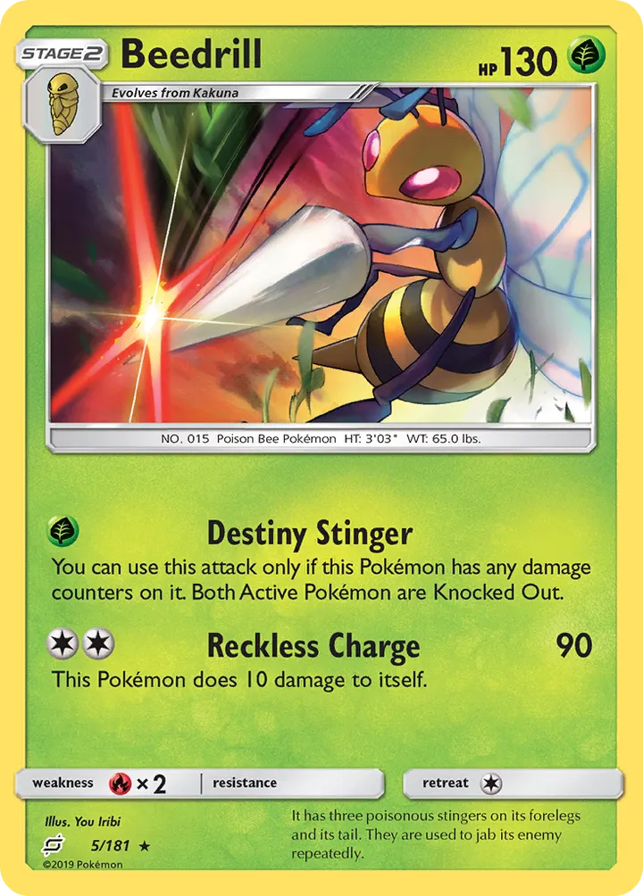 Sun & Moon—Team Up 영어판 Beedrill 5 카드 앞면