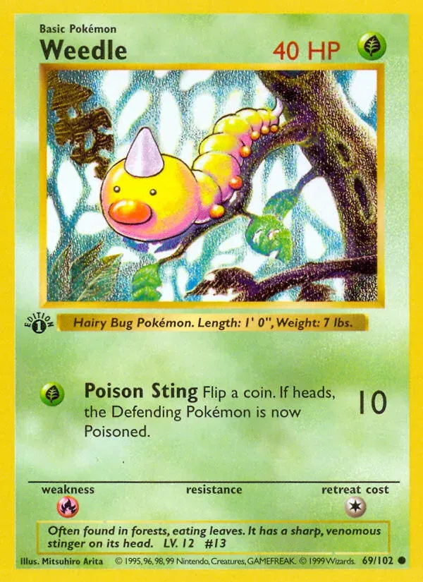 Base Set 英語版 Weedle 69 カード表面