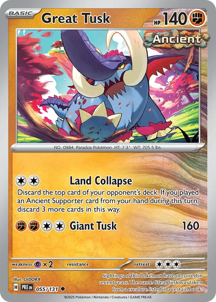 Scarlet & Violet—Prismatic Evolutions 英語版 Great Tusk 55 カード表面