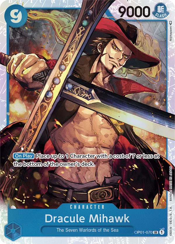 Romance Dawn 英語版 Dracule Mihawk OP01-070 カード表面