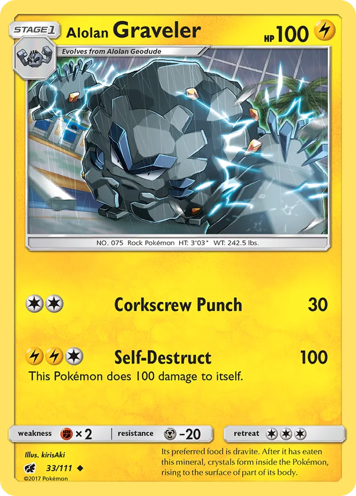 Sun & Moon—Crimson Invasion 영어판 Alolan Graveler 33 카드 앞면