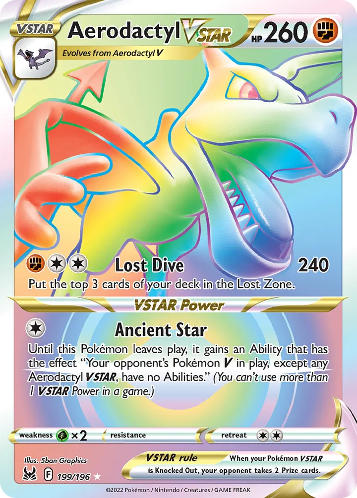 Sword & Shield—Lost Origin 영어판 Aerodactyl VSTAR 199 카드 앞면