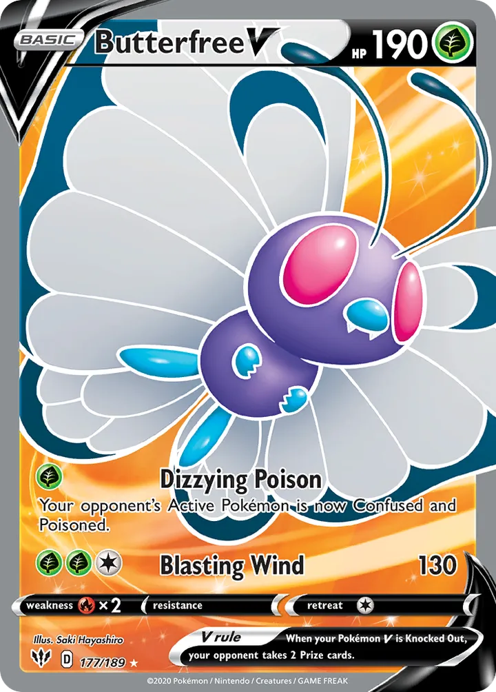 Sword & Shield—Darkness Ablaze 영어판 Butterfree V 177 카드 앞면