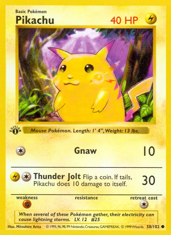 Base Set 英語版 Pikachu 58 カード表面