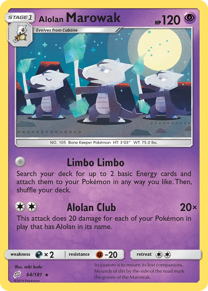 Sun & Moon—Team Up 영어판 Alolan Marowak 64 카드 앞면