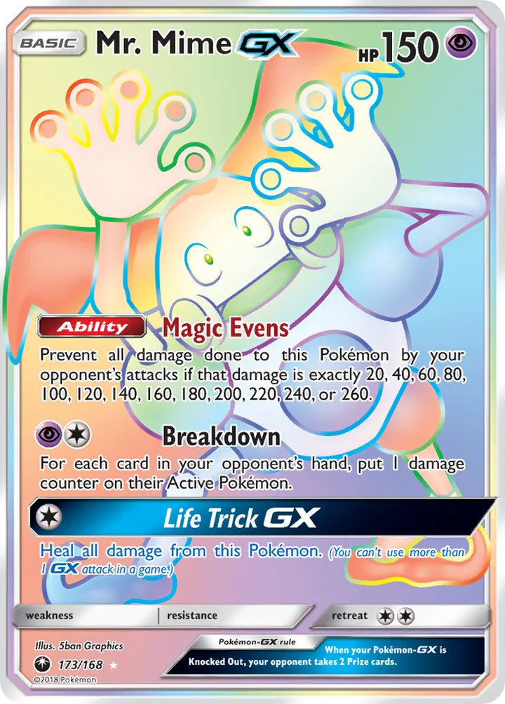 Sun & Moon—Celestial Storm 영어판 Mr. Mime-GX 173 카드 앞면