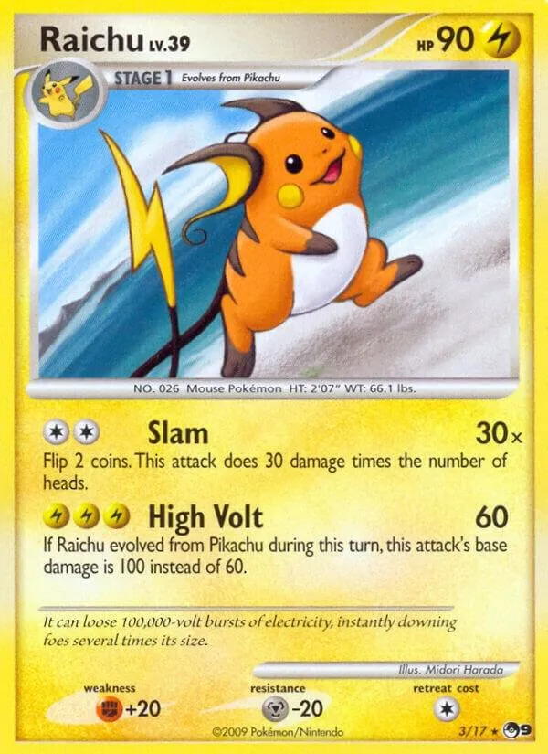 POP Series 9 영어판 Raichu 3 카드 앞면