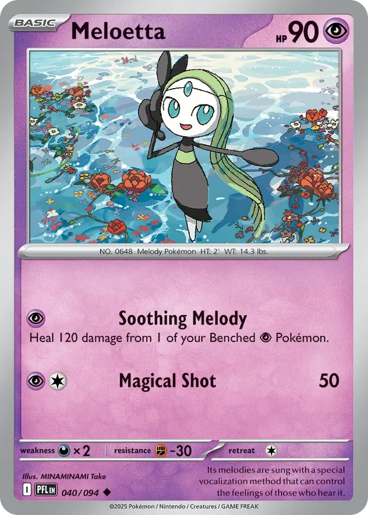 Mega Evolution—Phantasmal Flames 英語版 Meloetta 40 カード表面