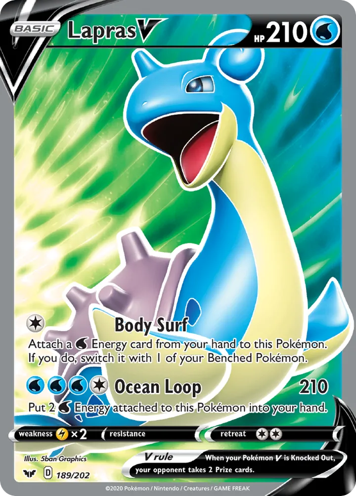 Sword & Shield 英語版 Lapras V 189 カード表面