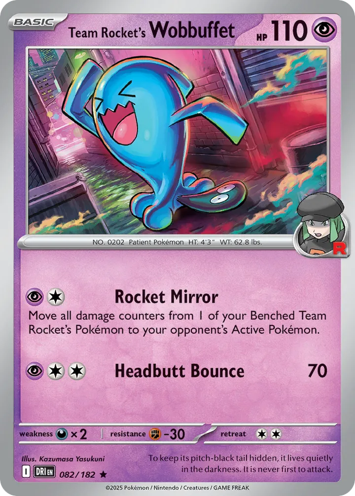 Front of Team Rocket's Wobbuffet 82, Scarlet & Violet—Destined Rivals English