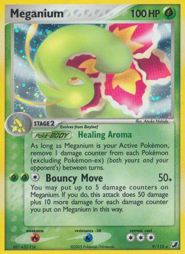 EX Unseen Forces 영어판 Meganium 9 카드 앞면