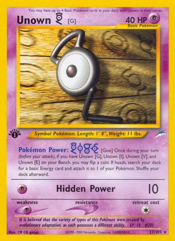 Neo Destiny 영어판 Unown [G] 27 카드 앞면