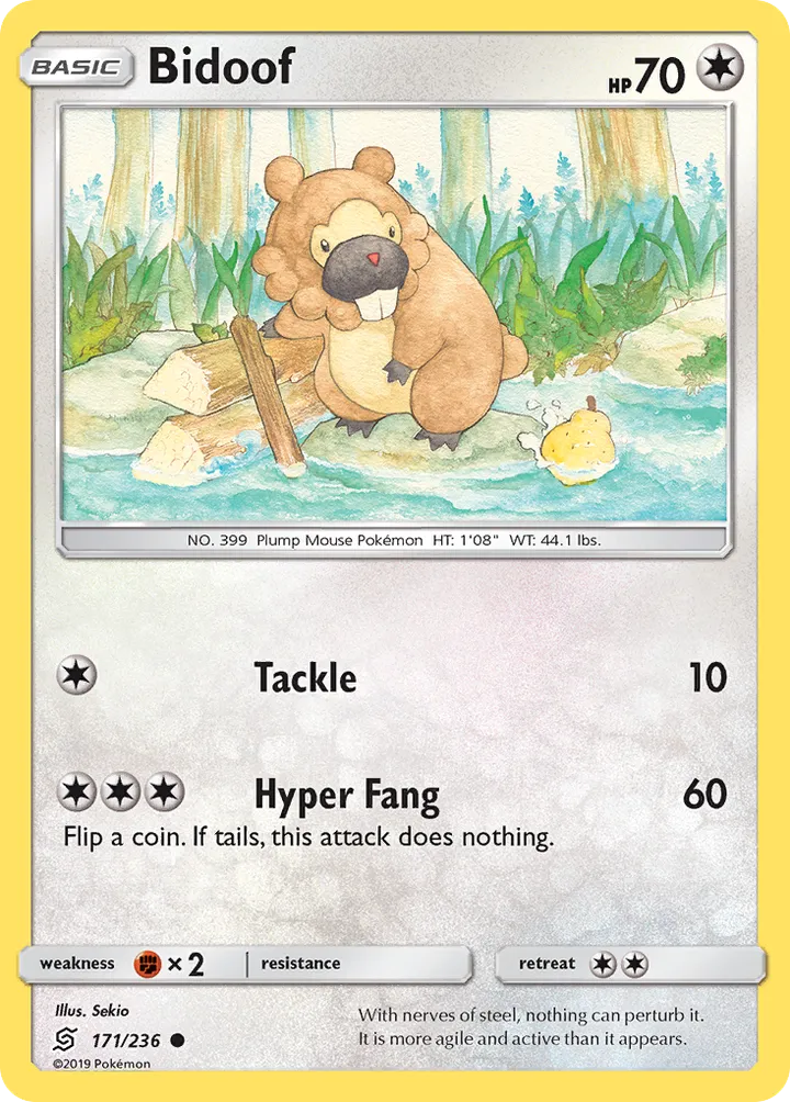 Sun & Moon—Unified Minds 영어판 Bidoof 171 카드 앞면