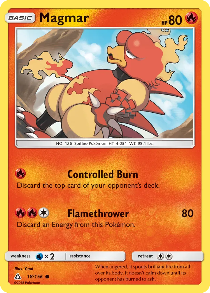 Sun & Moon—Ultra Prism 영어판 Magmar 18 카드 앞면
