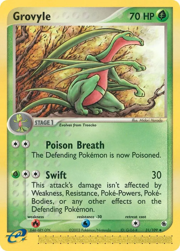 Front of Grovyle 31, EX Ruby & Sapphire English